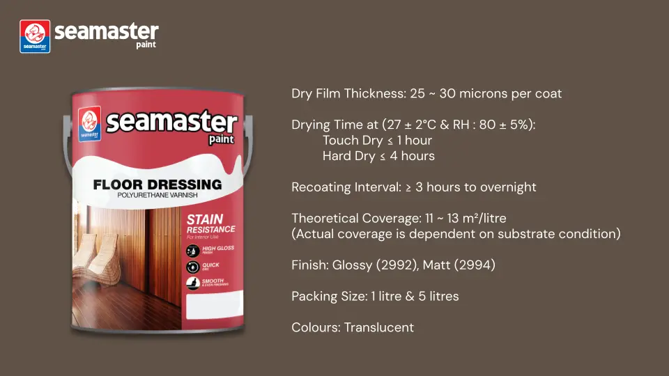 Floor Dressing Polyurethane Varnish Coating Clear (Gloss/Matt) 2992/2994